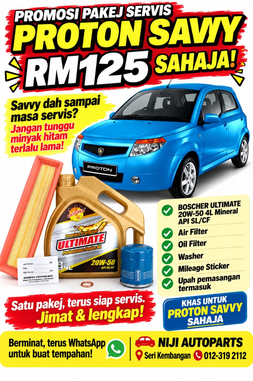 pakej servis minyak hitam 20w50 niji autoparts